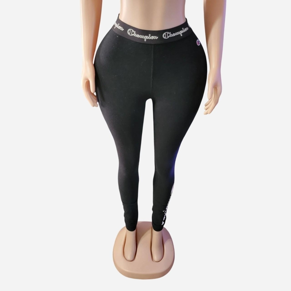 Champion Black Logo Waistband Leggings